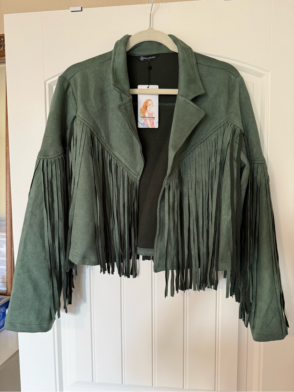 Fringe Suede Jacket - Olive Green